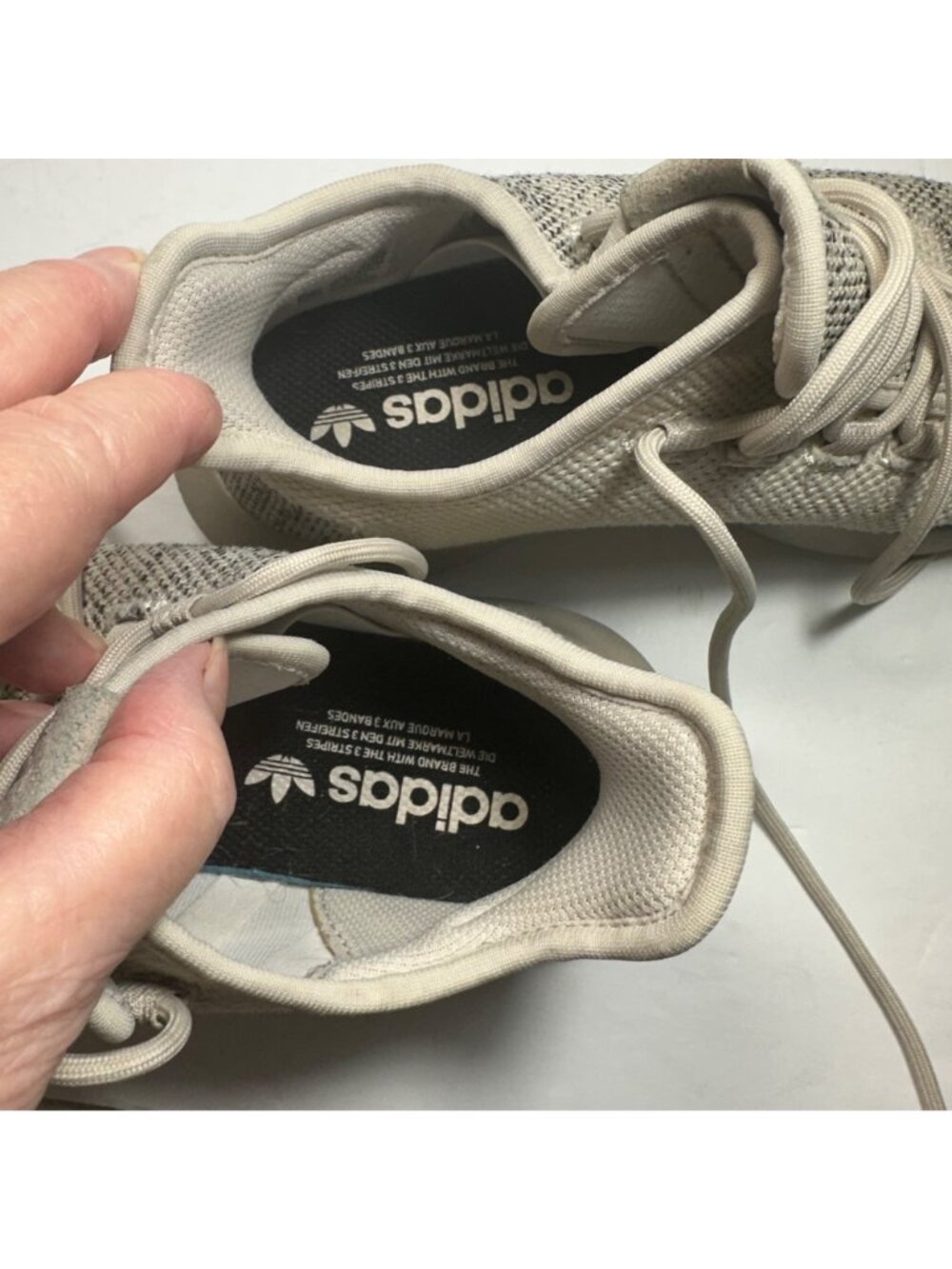 Adidas Tubular Beige/Gray Knit Running Shoes Size Mens 4.5 Ladies 6.5 Athletic - Picture 14 of 15